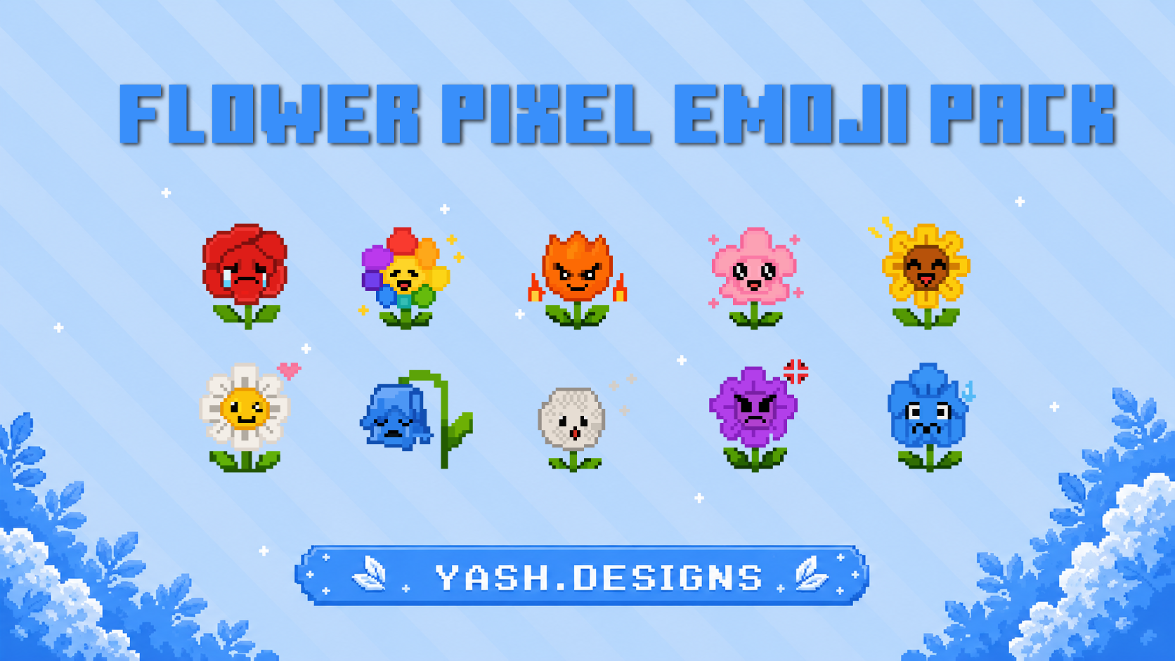 Flower Pixel Emoji Pack
